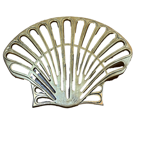 Vintage | Holiday | Vintage 98s Brass Trivet Sea Shell Shaped Mid ...